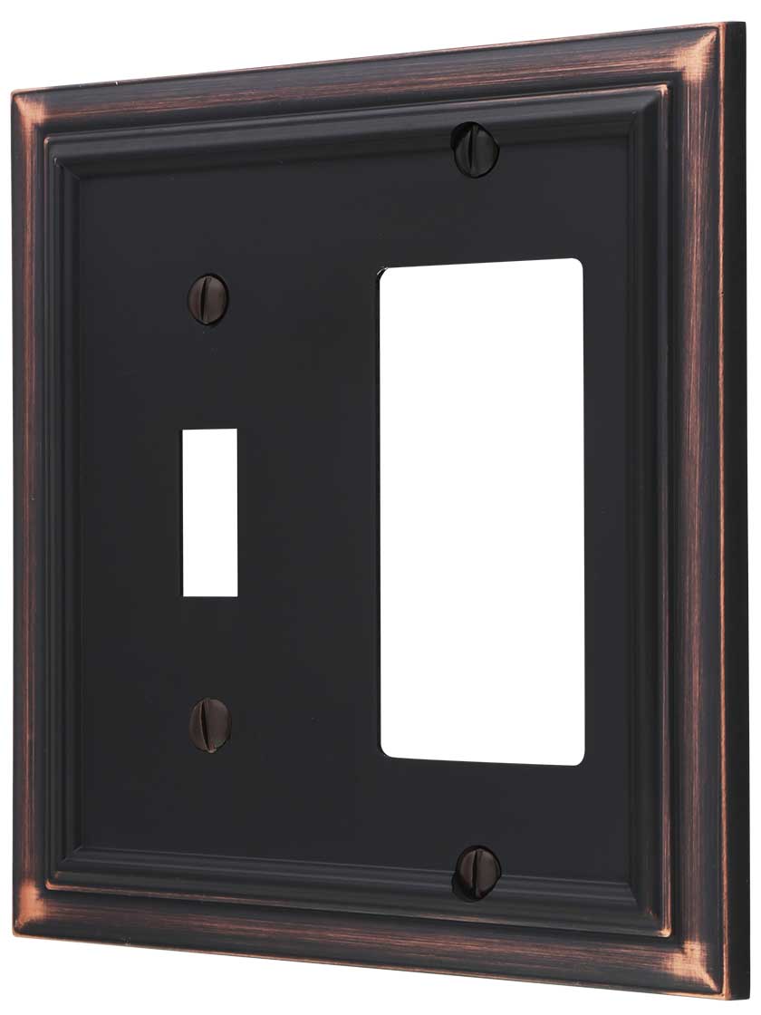 Georgian Toggle/GFI Combination Switch Plate in Aged Bronze.